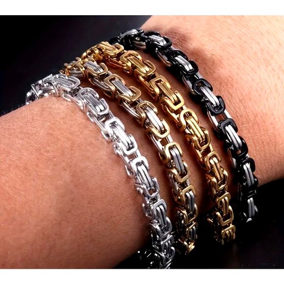 Unisex Classic Box Chain Bracelet Silver on Silver - Picture 2 of 6